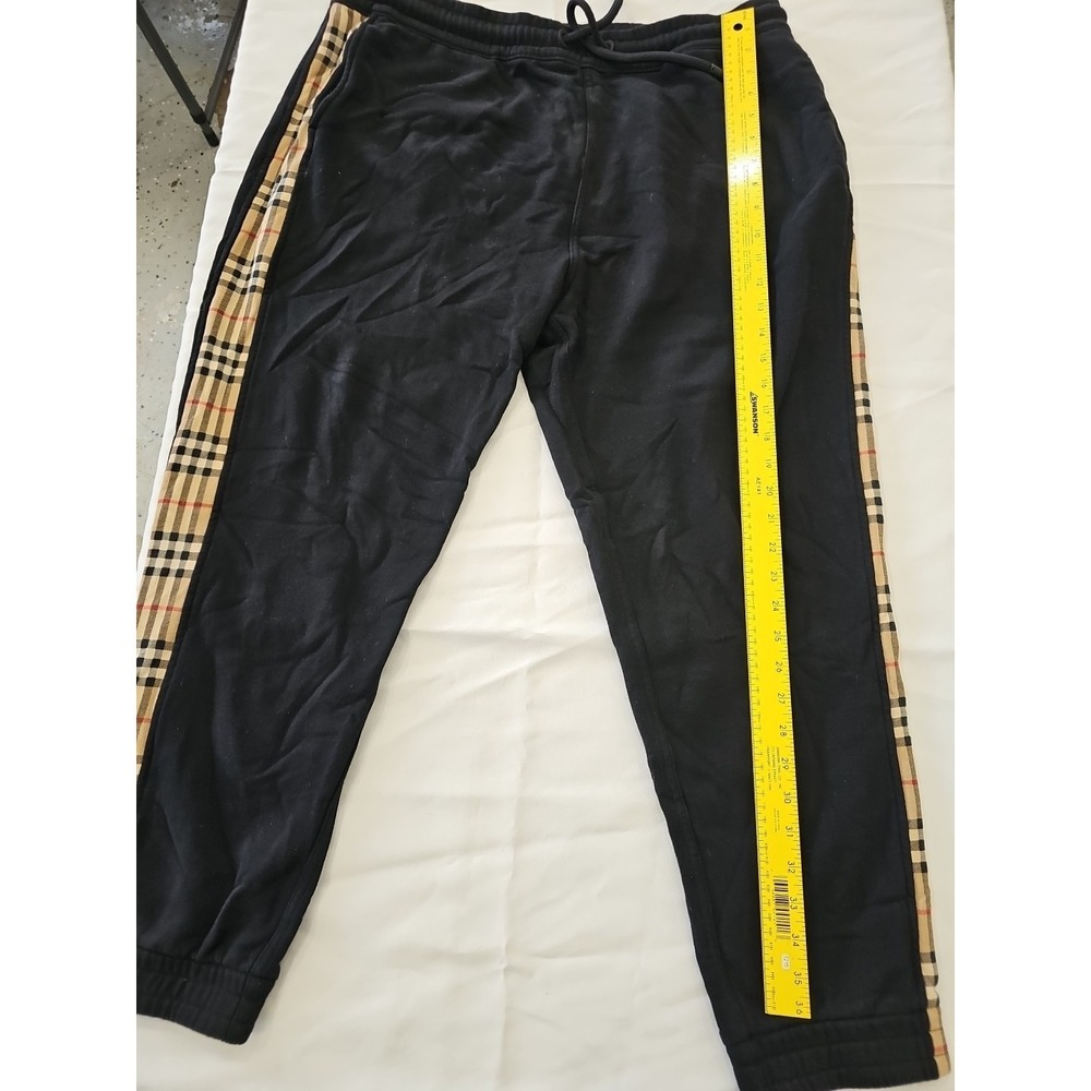 Burberry Vintage Check Panel Cotton Sweatpants‎ black sz XL